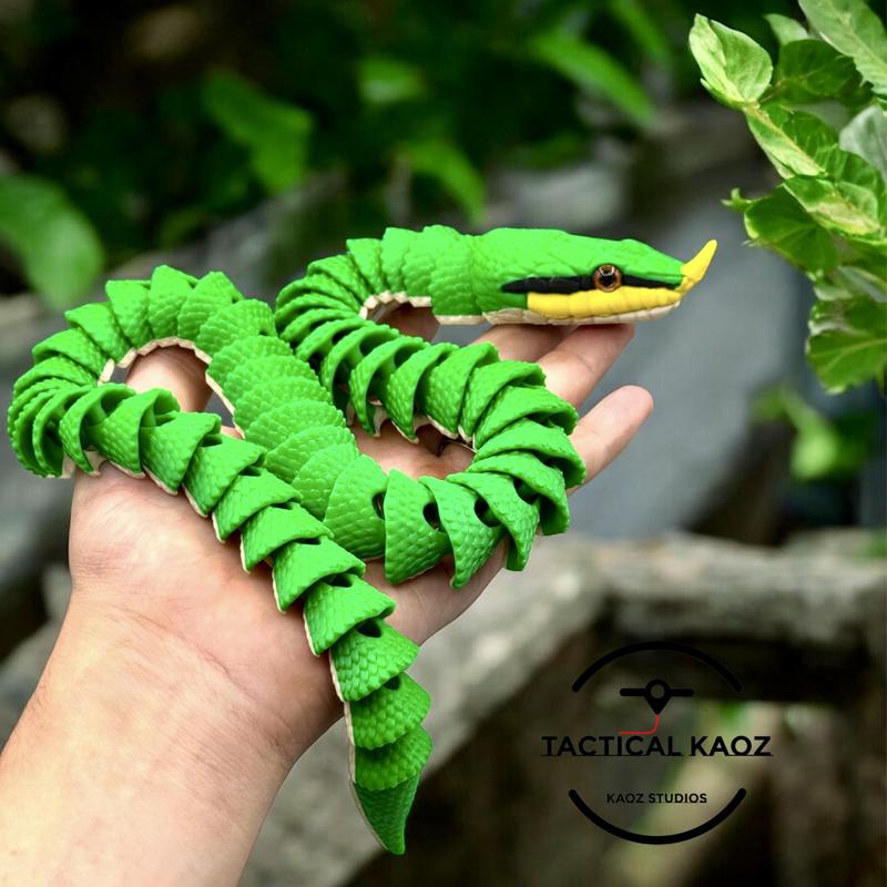 Articulated Rhinoceros Ratsnake | Pre-Painted + Optional 8mm Glass Eye Version