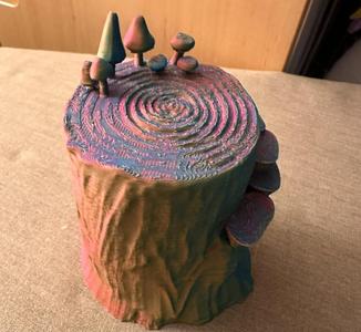 Tree Trunk Prop with Mushrooms