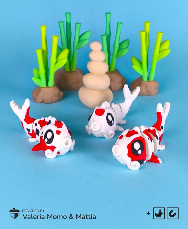 Cute Flexi Koi (Toy, Keychain & Magnet), Japanese carp fish 日本の鯉