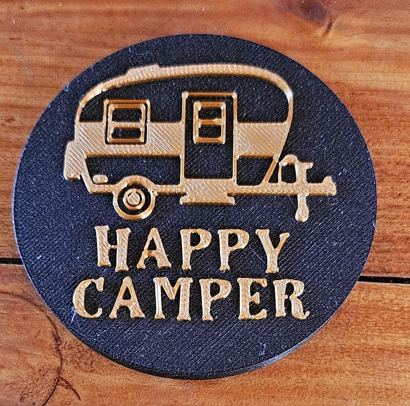 Deckel für ein Weinglas Durchmesser 75mm Happy Camper Wohnwagen
