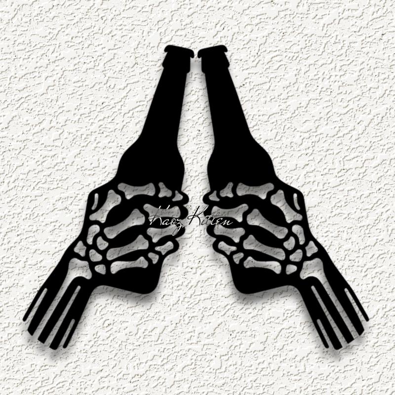skeleton hands beer cheers wall art home decor
