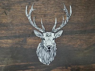 Geometric Elk Line Art   