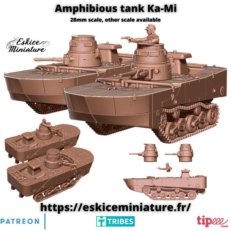Amphibious Ka-Mi Japanese tank - 28mm