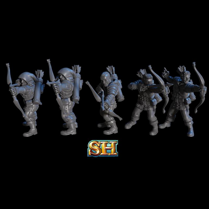 Squad of 5 Mercenary Bowmen Miniatures