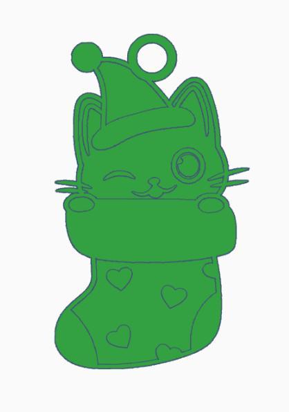 Multicolor Christmas Cat Earring 12.stl