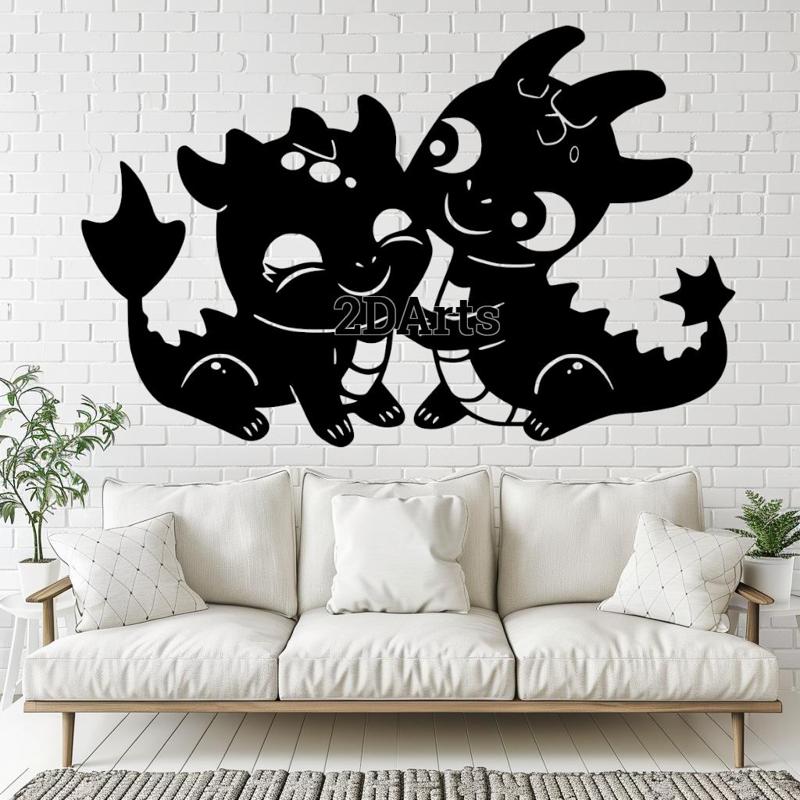 Baby Dragons 2D Wall Art/Window Art - Digital STL & SVG File for 3D Printing or Laser Cutting