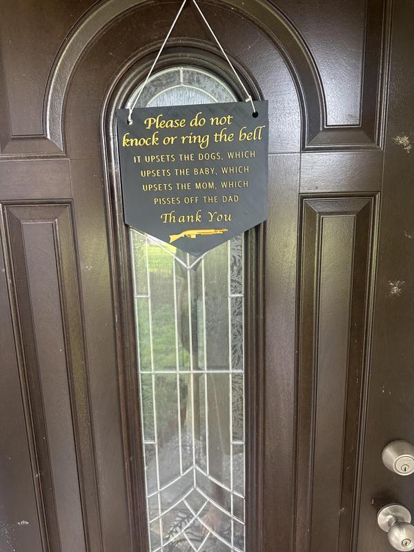 "Do Not Knock" Front Door Sign