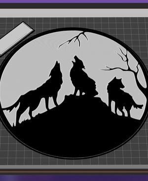 3 Wolves Howling to the Moon
